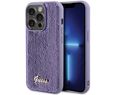 Apple iPhone 15 Pro Guess dėklas Sequin Script Metal (GUHCP15LPSFDGSU) violetinės spalvos