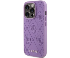 Guess Leather 4G Stamped Apple iPhone 15 Pro Max - dėklas telefonui violetinės spalvos