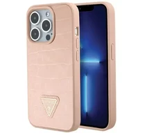 Dėklas Guess GUHCP15XPCRTHCP iPhone 15 Pro Max rožinė pink hardcase Croco Triangle Metal Logo