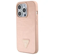 Dėklas Guess GUHCP15XPCRTHCP iPhone 15 Pro Max rožinė pink hardcase Croco Triangle Metal Logo