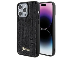 Dėklas GUESS GUHCP15XPSFDGSK IPHONE 15 PRO MAX 6.7 "Juodas/Juodas HARDCASE SEQUIN SCRIPT METAL
