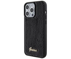 Dėklas GUESS GUHCP15XPSFDGSK IPHONE 15 PRO MAX 6.7 "Juodas/Juodas HARDCASE SEQUIN SCRIPT METAL