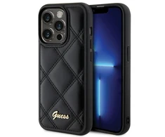 Guess GUHCP15XPSQSQSK Apple iPhone 15 Pro Max6.7" juodos spalvos harddėklas Quilted Metal Logo