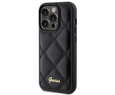 Guess GUHCP15XPSQSQSK Apple iPhone 15 Pro Max6.7" juodos spalvos harddėklas Quilted Metal Logo