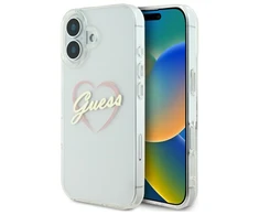 Guess IML Heart Apple iPhone 16 plus - dėklas telefonui skaidrus