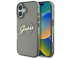 Guess IML Heart Apple iPhone 16 - dėklas telefonui juodos spalvos