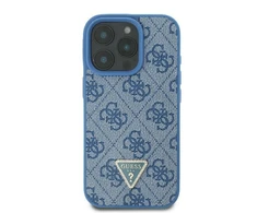Guess Leather Metal Logo Strass Crossbody Apple iPhone 16 - dėklas telefonui mėlynos spalvos