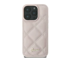 Guess Quilted Metal Logo Apple iPhone 16 - dėklas telefonui rožinės spalvos