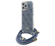 Guess GUHCP16XHC4SEB Apple iPhone 16 Pro Max 6.9" dėklas telefonui mėlynos spalvos Crossbody Cord 4G Print