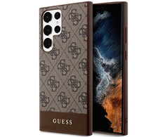 Guess 4G Bottom Stripe Metal Logo Collection - dėklas skirtas Samsung Galaxy S23 Ultra Brown