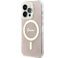 Guess GUHMP14LH4STP 4G telefono dėklas su MagSafe palaikymu, skirtas iPhone 14 Pro, rožinis