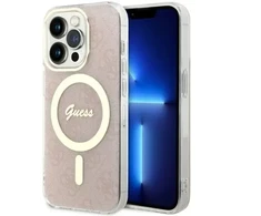 Guess GUHMP14LH4STP 4G telefono dėklas su MagSafe palaikymu, skirtas iPhone 14 Pro, rožinis