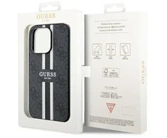 Guess telefono dėklas iPhone 14 Pro Max 6,7 GUHMP14XP4RPSK juodas hard telefono dėklas 4G Printed Stripes MagSafe