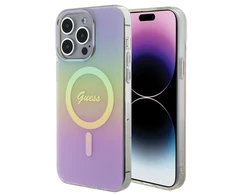 Guess IML Iridescent MagSafe dėklas iPhone 15 Pro - rožinis