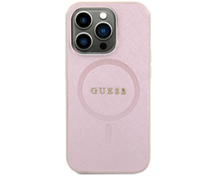 Dėklas Guess Saffiano MagSafe - Apple iPhone 15 Case pink