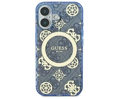 Guess IML Peony On 4G Background MagSafe Case Apple iPhone 16 Pro - dėklas telefonui mėlynos spalvos