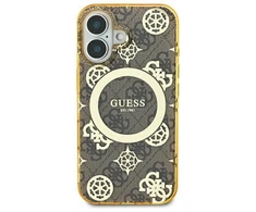 Guess IML Peony On 4G Background MagSafe Case Apple iPhone 16 Pro – dėklas telefonui rudos spalvos