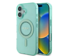 Guess IML Rhinestones MagSafe Apple iPhone 16 Plus Case - dėklas telefonui žalios spalvos
