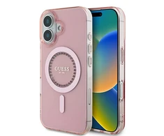 Guess IML Rhinestones MagSafe - dėklas skirtas Apple iPhone 16 Plus Rožinė
