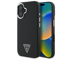 Guess Grained Triangle MagSafe case Apple iPhone 16 – dėklas telefonui juodos spalvos