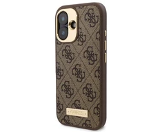 Guess 4G Logo Plate MagSafe Apple iPhone 16 Case – dėklas telefonui rudos spalvos