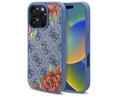 Guess GUHMP16XP4ROPEMCB Apple iPhone 16 Pro Max 6.9" dėklas telefonui mėlynos spalvos 4G Flowers Print MagSafe
