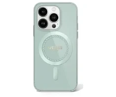 Guess GUHMP16XPFTDTEN Apple iPhone 16 Pro Max 6.9″ žalias kietas dėklas IML Rhinestones MagSafe