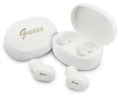 GUESS belaidės ausinės bluetooth TWS + docking station GUTWST30WH baltas