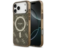GUESS dėklas, skirtas IPHONE 17 Pro, suderinamas su „MagSafe GUHMP17LH4DTEW“ (IML 4G fonas), ruda