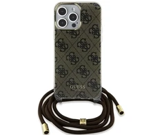 Dėklas GUESS GUHCP15XHC4SEW IPHONE 15 PRO MAX 6.7 "BROWN/BROWN HARDCASE CROSSBODY CORD 4G PRINT