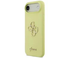 Guess Liquid Silicone 4G Metal Logo dėklas skirtas Apple iPhone 17 Air geltonos spalvos