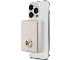 Guess Powerbank indukcinis 15W GUPBM5AL4DMD 5000mAh aukso spalvos MagSafe 4G Strassed Metal Logo