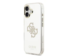 Guess PC/TPU Mirror 4G Glitter Logo MagSafe dėklas skirtas Apple iPhone 17 auksos spalvos
