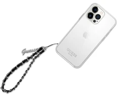 Dėklas Guess GUSTSASSK Phone telefono dirželis Chain Metal Logo Charm juodos spalvos