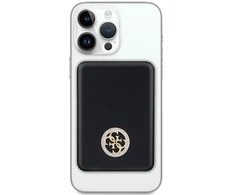 Guess Powerbank indukcinis 15W GUPBM5AL4DMK 5000mAh juodos spalvos MagSafe 4G Strassed Metal Logo