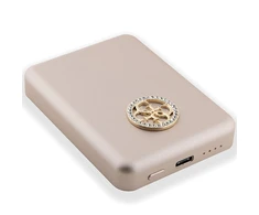 Guess Powerbank indukcinis 5W GUPBM3AL4DMD 3000mAh aukso spalvos MagSafe 4G Strassed Metal Logo