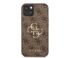 Guess PU 4G metalinis logotipo dėklas, skirtas iPhone 13 Brown