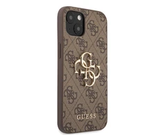 Guess PU 4G metalinis logotipo dėklas, skirtas iPhone 13 Brown