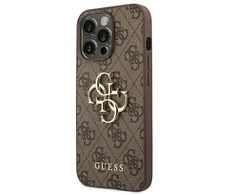 Guess PU 4G metalinio logotipo dėklas iPhone 14 Pro, rudas