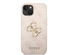 Guess PU 4G Metal Logo dėklas skirtas Apple iPhone 14 rožinės spalvos