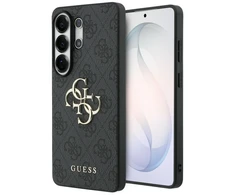 Guess PU 4G Metal Logo dėklas skirtas Samsung Galaxy S25 Ultra pilkos spalvos