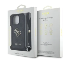 GUESS dėklas skirtas Apple iPhone 16 Pro GUHCP16LP4GMGCRK (CBDY PU 4G Big Logo W/Cord Strap) juodos spalvos