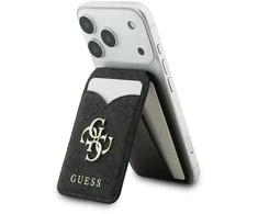 Dėklas Guess PU 4G veidrodėlis MagSafe kortelių laikiklis su stovu juodas