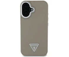 Guess PU Grained Triangle Logo Apple iPhone 16 dėklas telefonui rudos spalvos