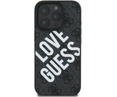 Guess PU Leather 4G Big Love Logo MagSafe Apple iPhone 16 Pro dėklas telefonui juodos spalvos