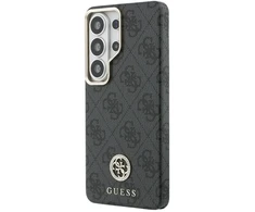 Dėklas Guess PU Leather 4G Strass Logo Gold Frame phone case for Samsung Galaxy S26 Ultra (S948) juodas