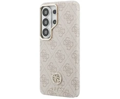Dėklas Guess PU Leather 4G Strass Logo Gold Frame phone case for Samsung Galaxy S26 Ultra (S948) pink
