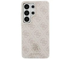Dėklas Guess PU Leather 4G Strass Logo Gold Frame phone case for Samsung Galaxy S26 Ultra (S948) pink