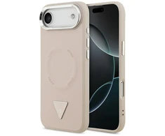 Guess PU Leather Triangle Logo MagSafe dėklas skirtas Apple iPhone Air rožinės spalvos
