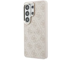 Dėklas Guess PU odos 4G auksinis rėmelis su magnetiniu dėklu, skirtas „Samsung Galaxy S26 Ultra“ rožinis